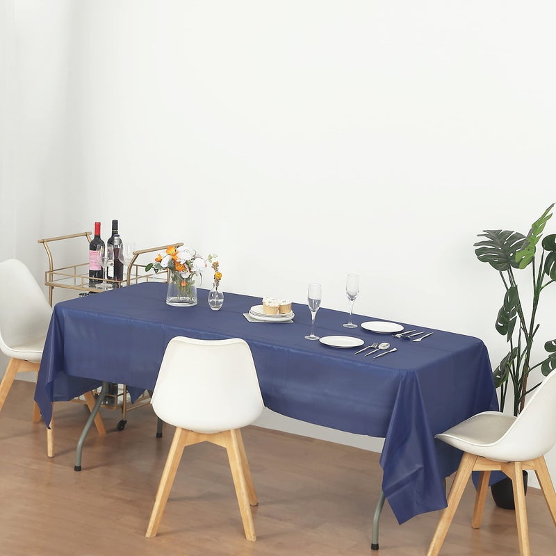 EVER SHINE Evershine (12-Pack Heavy Duty Plastic Table Covers Tablecloth (Reusable) (Rectangle 54" X 108", Navy Blue) - Image 3